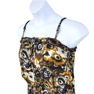 Blue Bird Floral Tank Top Romper Bohemian Rag Look Size M